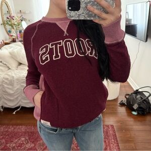 Roots Maroon and Pink Crewneck